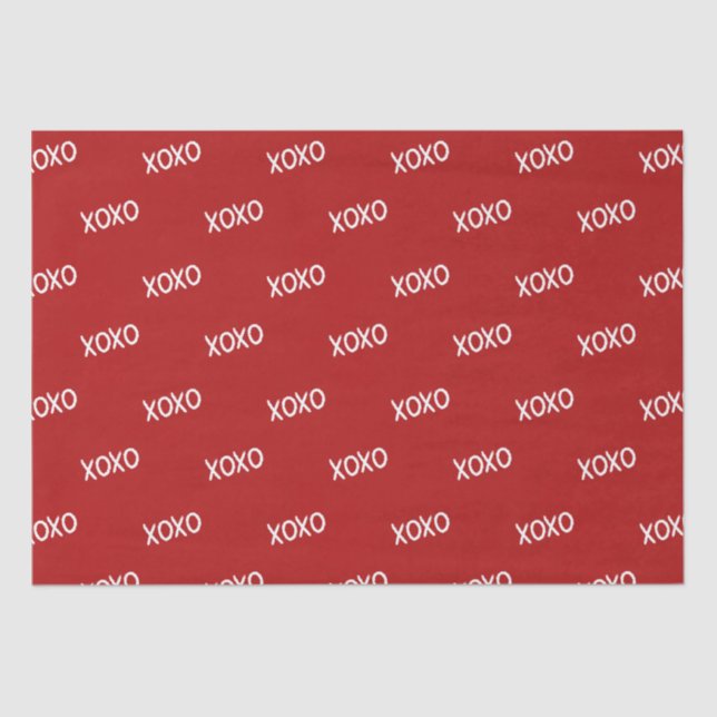 Red White XOXO Bridal Shower  Tissue Paper (Front)