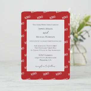 Red White XOXO Love Wedding Invitation