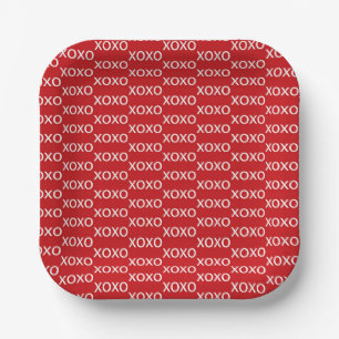 Red & White xoxo Valentine's Party Paper Plate