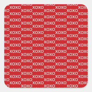 Red & White xoxo Valentine's Party Square Sticker
