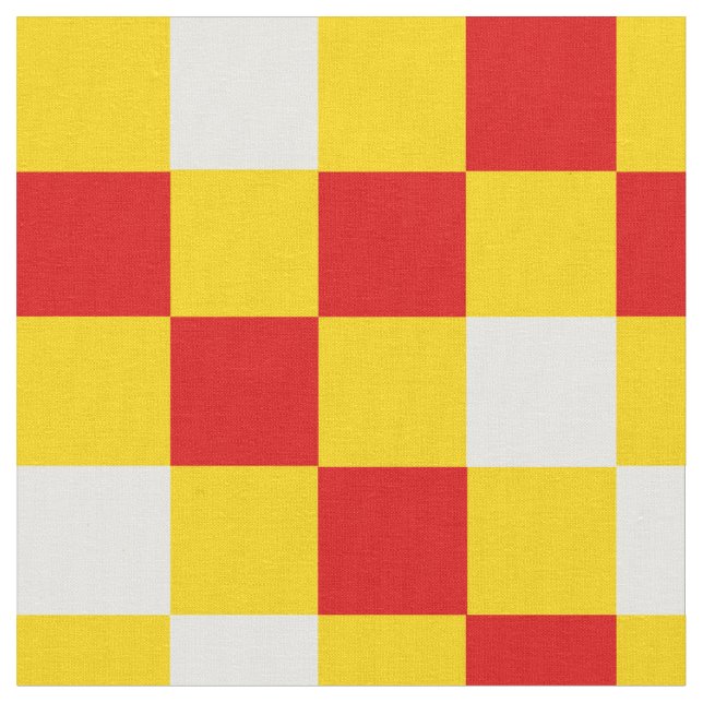 Red White Yellow Chequered Pattern Design  Fabric (Close Up)