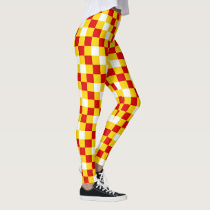 Red White Yellow Chequered Pattern Design  Leggings