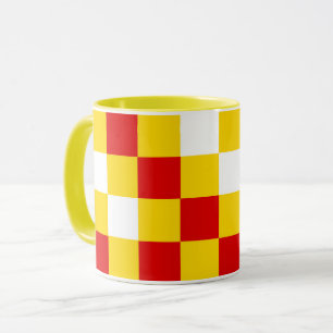 Red White Yellow Chequered Pattern Design  Mug