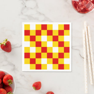 Red White Yellow Chequered Pattern Design  Napkin