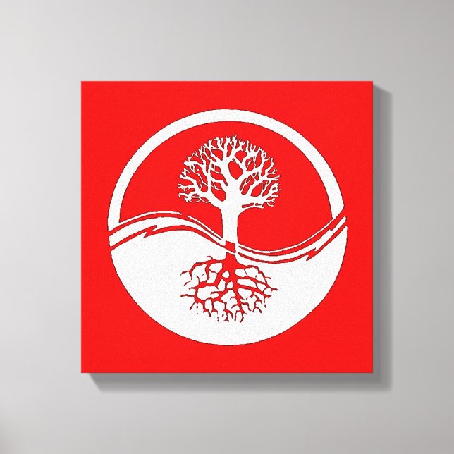 Red & white yin and yang canvas print (Front)