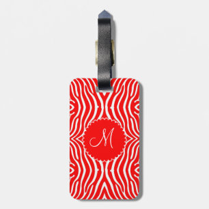 Red & White Zebra Pattern-Customised Luggage Tag