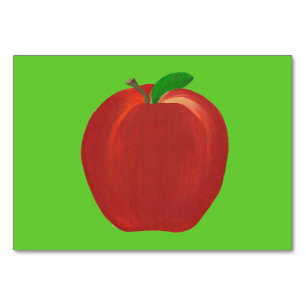 Red whole apple reading flashcards for adults table number
