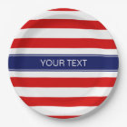 Red Wht Horiz Stripe Navy Blue Name Monogram