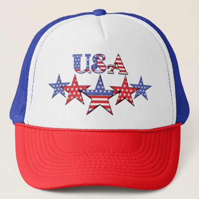 Red, Whte and Blue Patriotic Baseball Cap (Front)