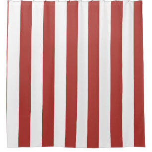 Red Wide Awning Stripe Shower Curtain