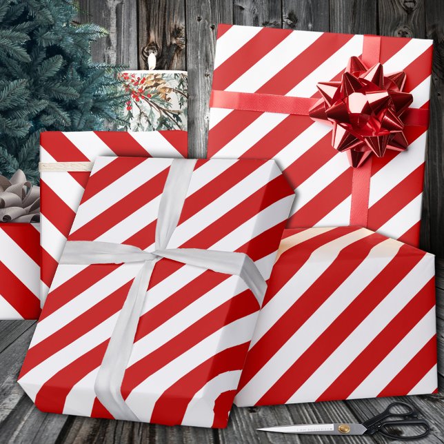 Red Wide Stripe Holiday Wrapping Paper (Red Wide Stripe Holiday Wrapping Paperin 6 and 15 foot 30 Inch Width Rolls.)
