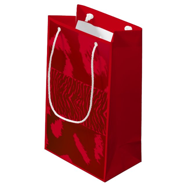 Red Wild Animal Pattern Small Gift Bag (Back Angled)