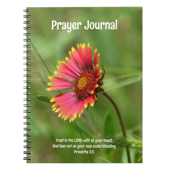 Red Wildflower Bible Verse Prayer Journal (Front)
