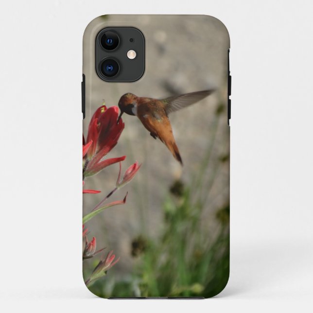 Red wildflower hummingbird Case-Mate iPhone case (Back)