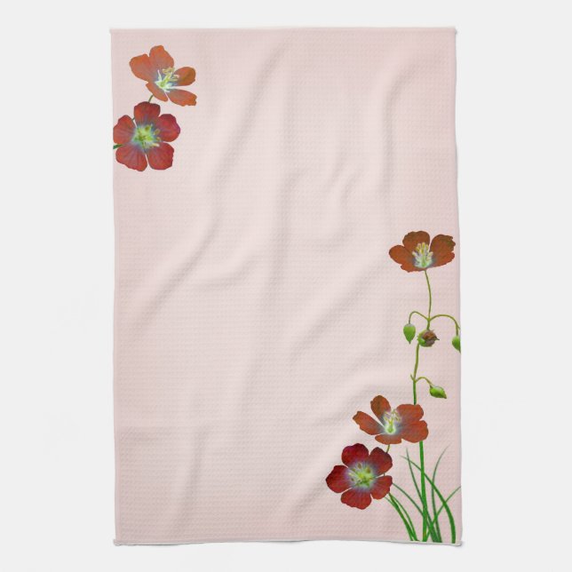 Red Wildflower Tea Towel (Vertical)