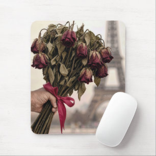 Red Wilted Rose Bouquet in Paris  Mouse Mat