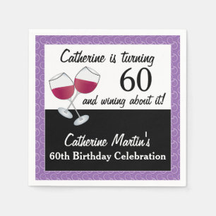 Red Wine, 60th Birthday Party Napkin