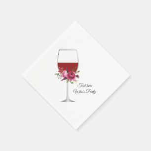 red wine, adult birthday, wedding, floral napkin