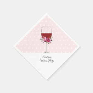 red wine, adult birthday, wedding, floral napkin