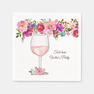 red wine, adult birthday, wedding, floral napkin