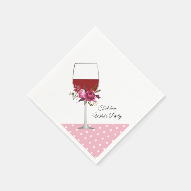 red wine, adult birthday, wedding, floral napkin (Corner)