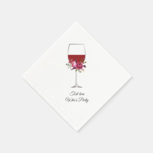 red wine, adult birthday, wedding, floral napkin