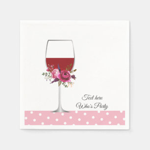 red wine, adult birthday, wedding, floral napkin