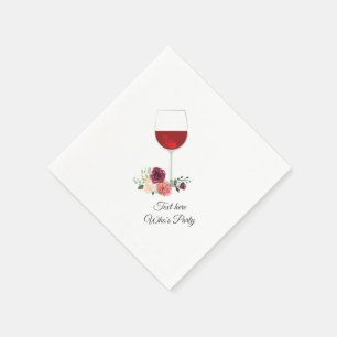 red wine, adult birthday, wedding, floral napkins