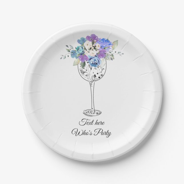 red wine, adult birthday, wedding, Paper Plate (Front)