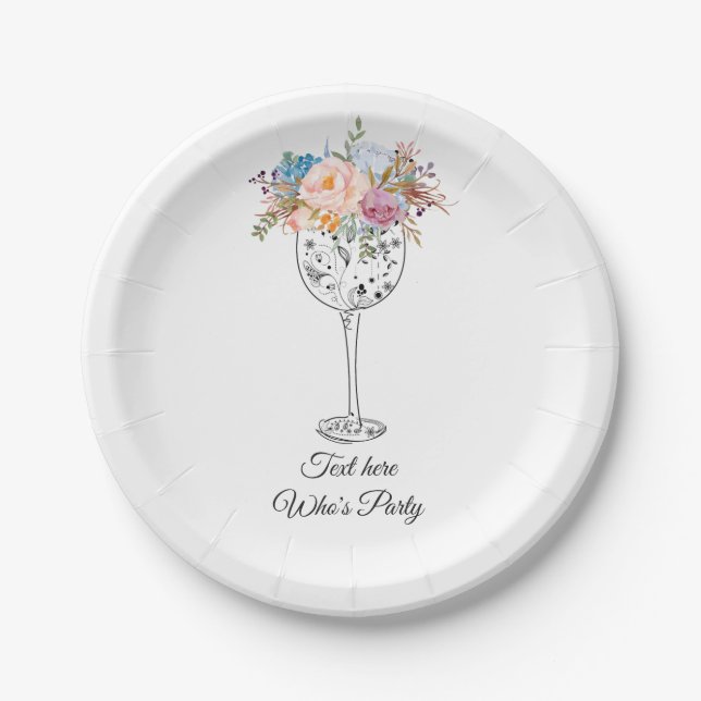 red wine, adult birthday, wedding, Paper Plate (Front)