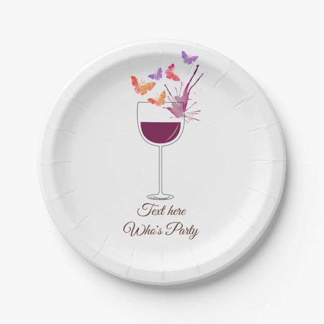 red wine, adult birthday, wedding, Paper Plate (Front)