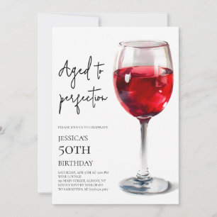 Red Wine Aged to Perfection 50th Birthday Party Invitation