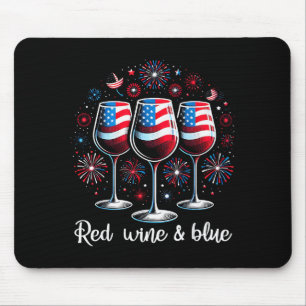 Red Wine & Blue 4th Of July Wine Red White Blu Mouse Mat