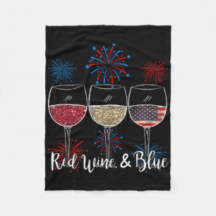 Red Wine And Blue 4th Of July Wine Red White Blue Fleece Blanket