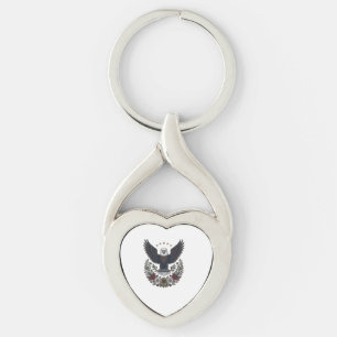Red Wine and Blue Patriotic Wine Lover Key Ring