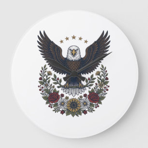 Red Wine and Blue Patriotic Wine Lover Large Clock