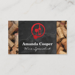 Red Wine and Bottle   Slate and Corks Business Card