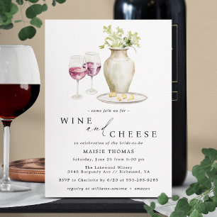 Red Wine and Cheese   Wine Tasting Bridal Shower Invitation