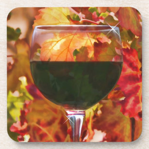 Red Wine and Glass Coaster