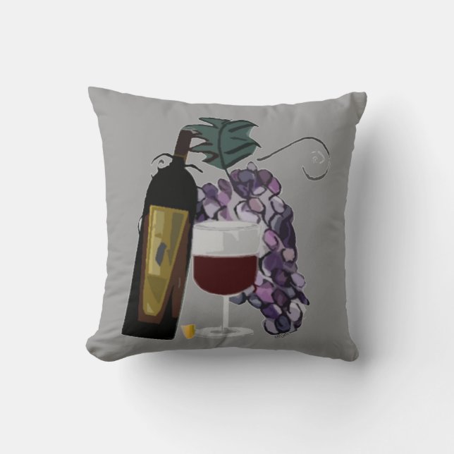 Red Wine and Grapes Cushion (Front)