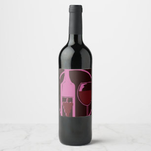 Red Wine and Grapes Label