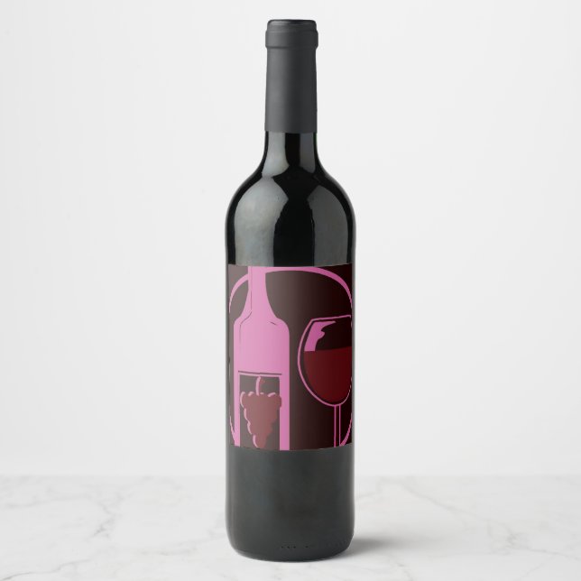 Red Wine and Grapes Label (Front)