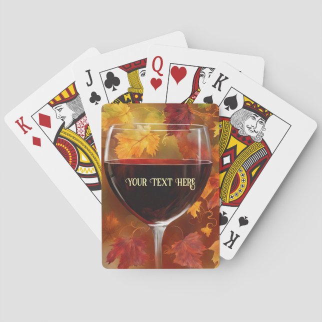 Red Wine and Harvest Foliage Pretty Playing Cards (Back)