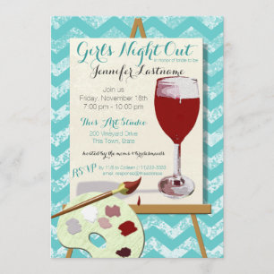 Red Wine and Painting Art Party Invitation