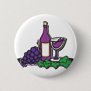 Red Wine and Purple Grapes 6 Cm Round Badge