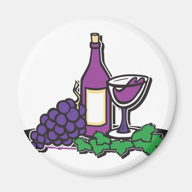 Red Wine and Purple Grapes Magnet (Front)