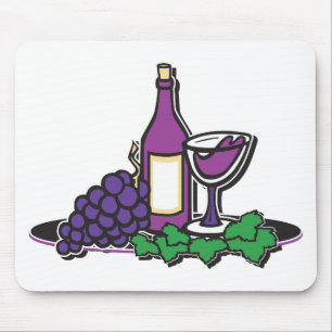 Red Wine and Purple Grapes Mouse Mat