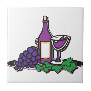Red Wine and Purple Grapes Tile