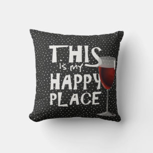 red wine and quote on pin dots cushion