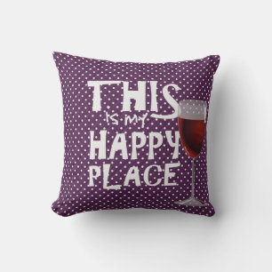 red wine and quote on polka dots cushion